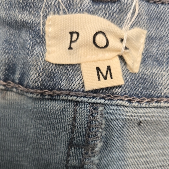 P110 NWT POL Flare Stretch Denim Twill Vintage Wash Pockets Raw Hem Sm Md Lg - Picture 12 of 14